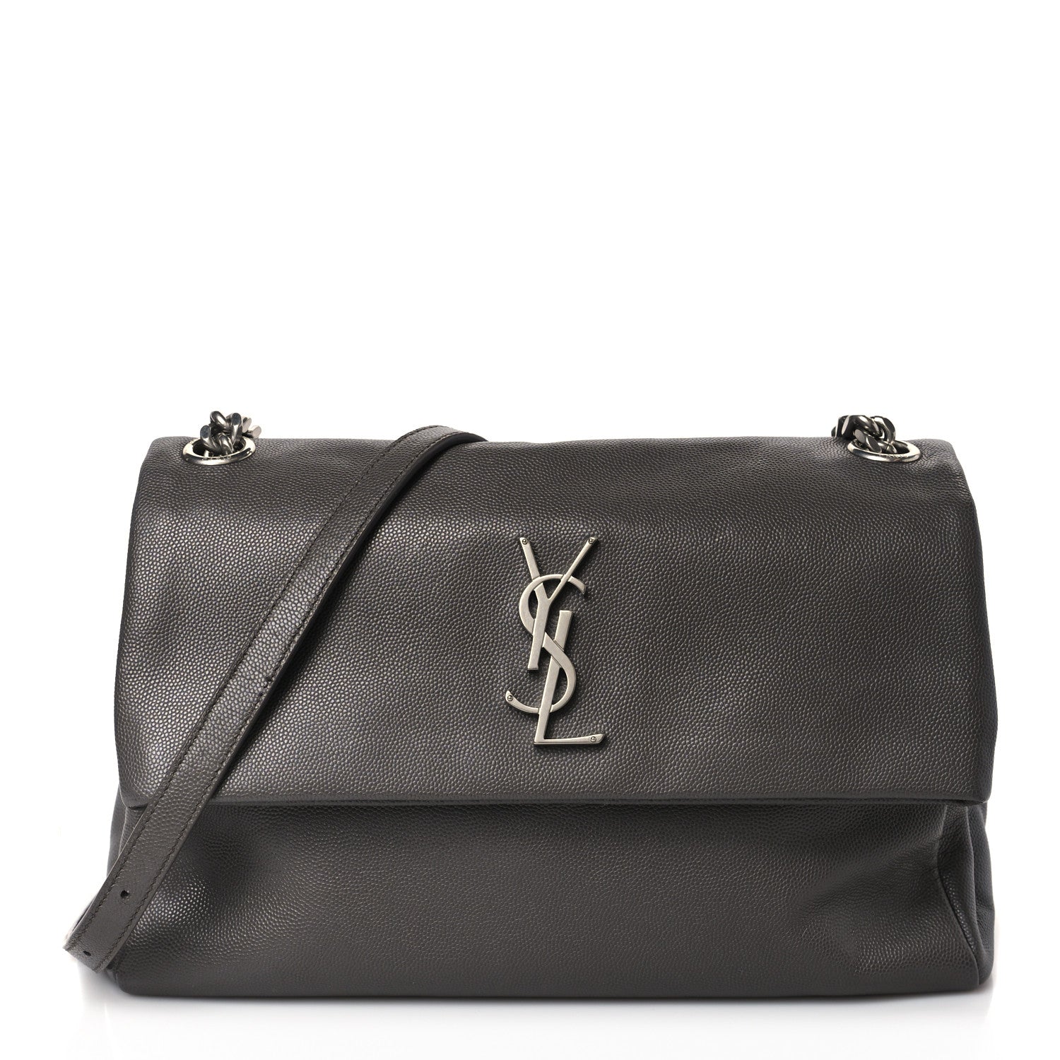 Saint Laurent Grain De Poudre Medium West Hollywood Monogram Fold-Over Earth 1 of 9