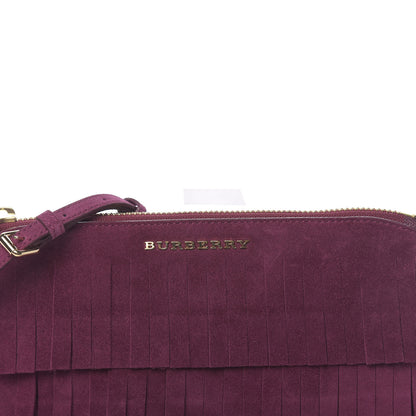 Burberry Suede Fringe Peyton Crossbody Clutch Bag Magenta 11 of 11