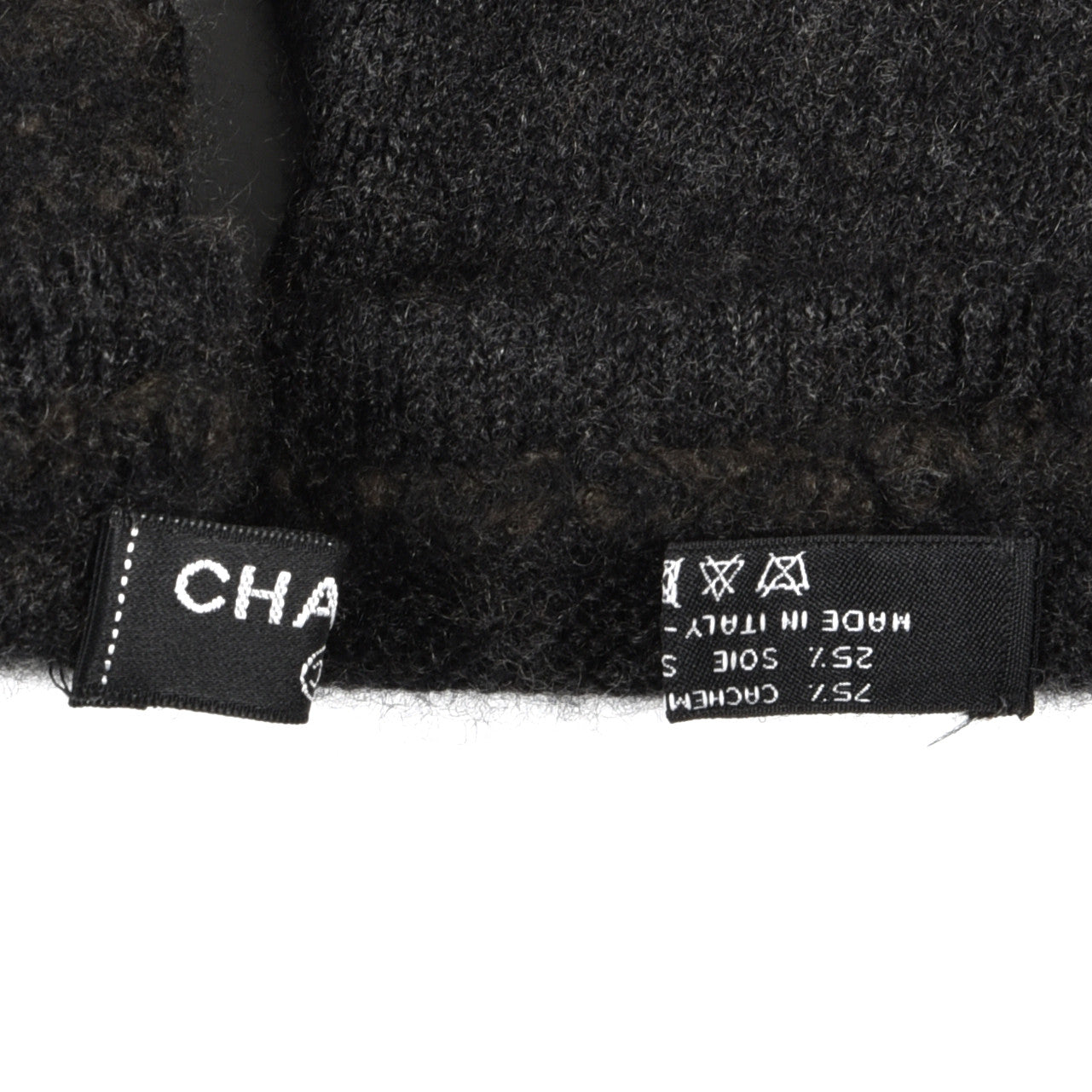Chanel Cashmere Silk CC Gloves Dark Grey 3 of 3