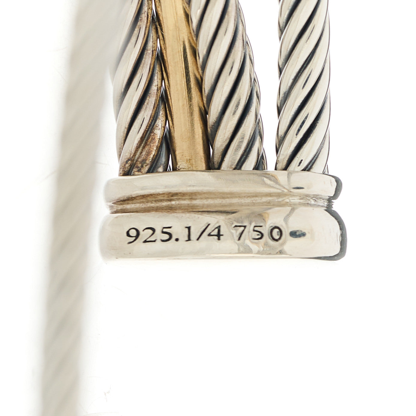 Sterling Silver 18K Yellow Gold Crossover Three Row Cuff Bracelet