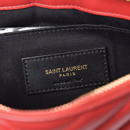 Saint Laurent Calfskin Matelasse Chevron Monogram A5 Wristlet Red 6 of 7