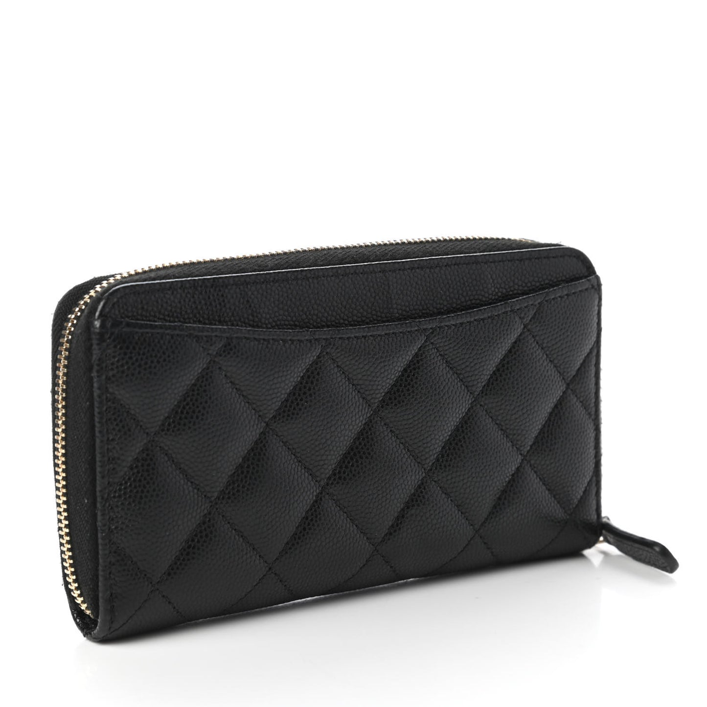 Caviar Quilted Medium Zip Around Wallet Black