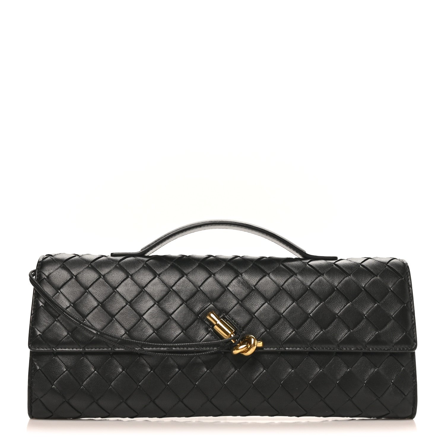 Bottega Veneta Nappa Intrecciato Long Andiamo Top Handle Clutch Black 1 of 7