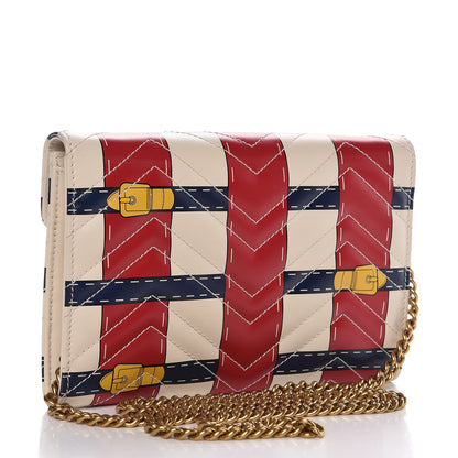 Gucci Calfskin Matelasse Trompe L'Oeil Print Mini GG Marmont Chain Wallet White 3 of 8