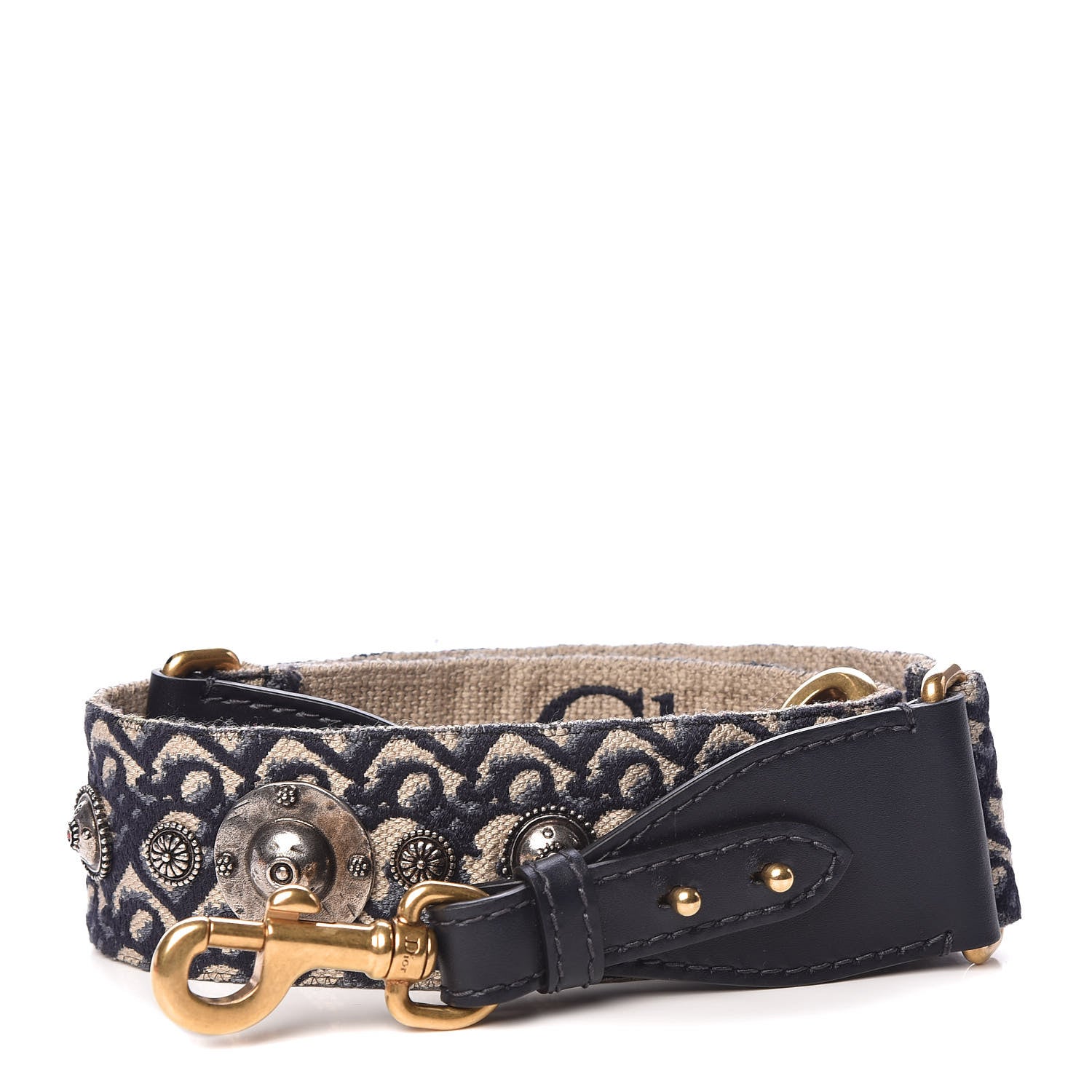 Christian Dior Oblique Studded Shoulder Strap Blue 1 of 7