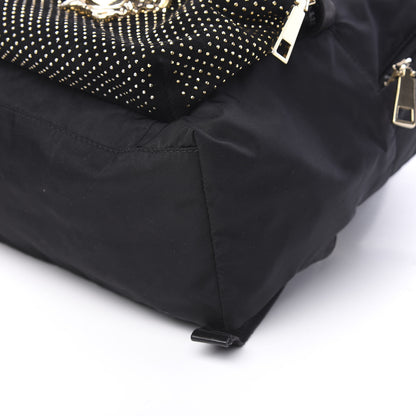 Versace Nylon Goatskin Studded Palazzo Medusa Backpack Black 7 of 8