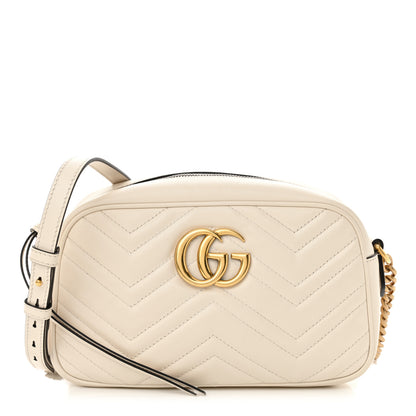 Gucci Calfskin Matelasse Small GG Marmont Chain Shoulder Bag White 1 of 10