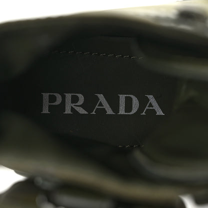 Prada Spazzolato Rois Re-Nylon Metal Triangle Logo Monolith Pouch Pocket 55mm Boots 38 Militare 8 of 9