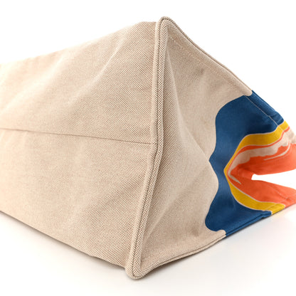 Hermes H Canvas Printed Escale A La Plage Beach Bag Acier 10 of 12