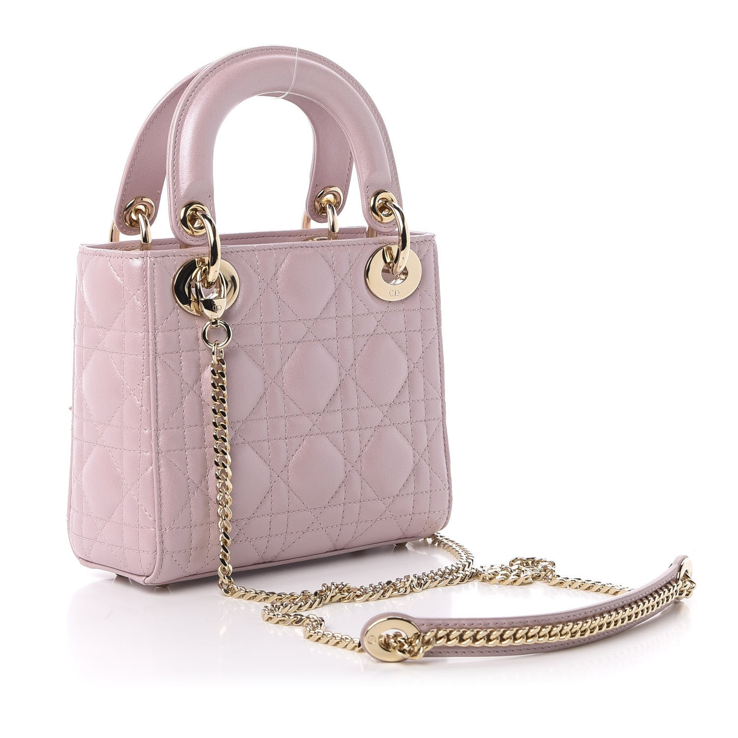 Christian Dior Metallic Lambskin Cannage Mini Lady Dior Lotus 4 of 12