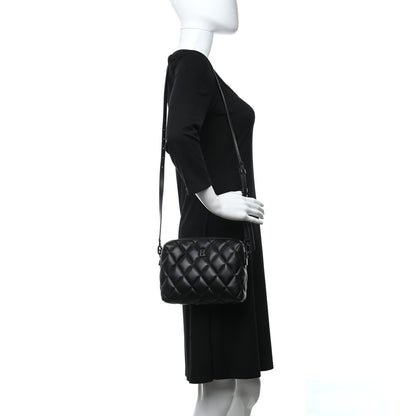 Balenciaga Nappa Calfskin Quilted Touch B Camera Shoulder Bag Black 2 of 11