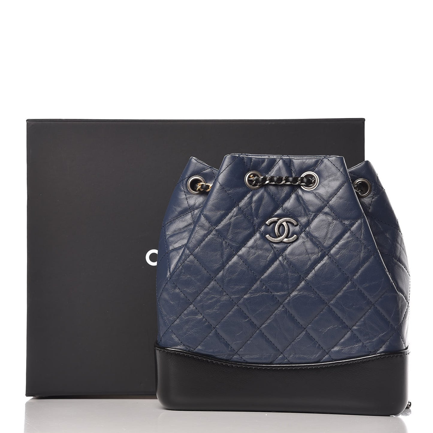Aged Calfskin Quilted Small Gabrielle Backpack Blue Black