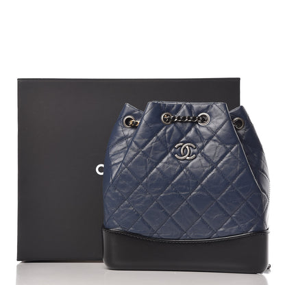 Chanel Aged Calfskin Quilted Small Gabrielle Backpack Blue Black 10 of 10