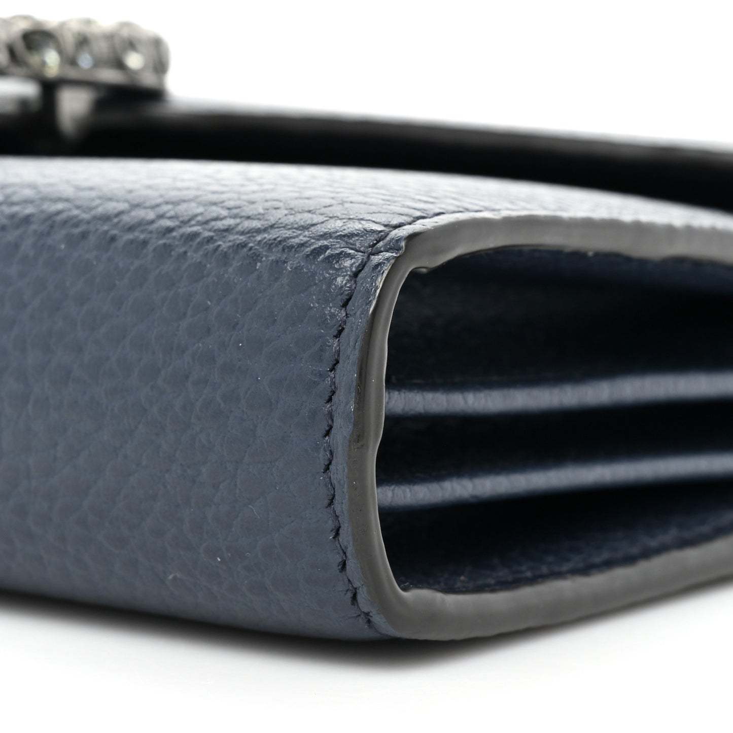Dollar Calfskin Crystal Mini Dionysus Chain Wallet Blue Agata Black Diamond