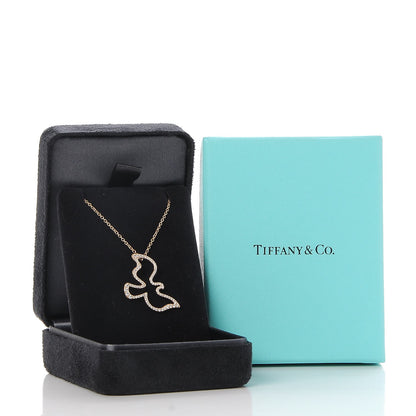 Tiffany 18K Rose Gold Diamond Paloma's Dove Pendant Necklace 6 of 6