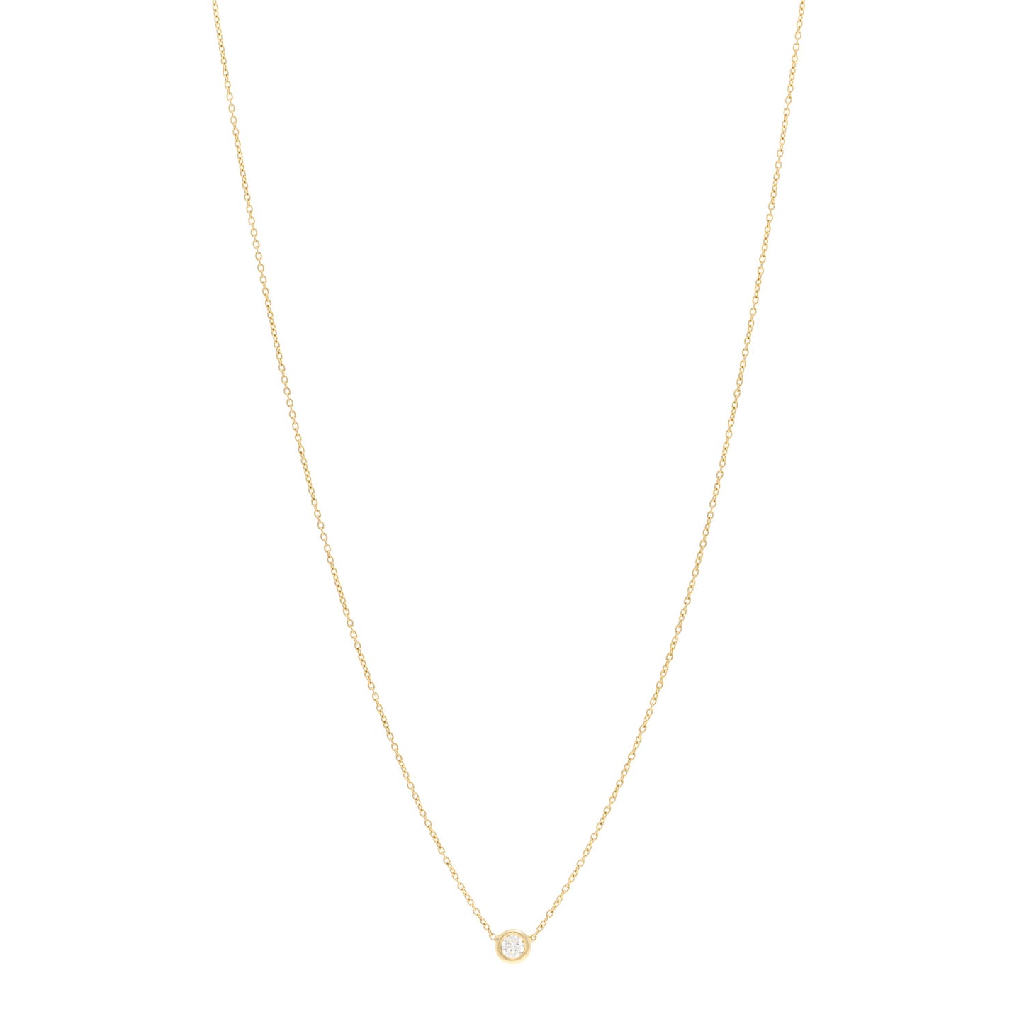 18K Yellow Gold Diamond .10ct Diamonds By The Inch Solitaire Necklace