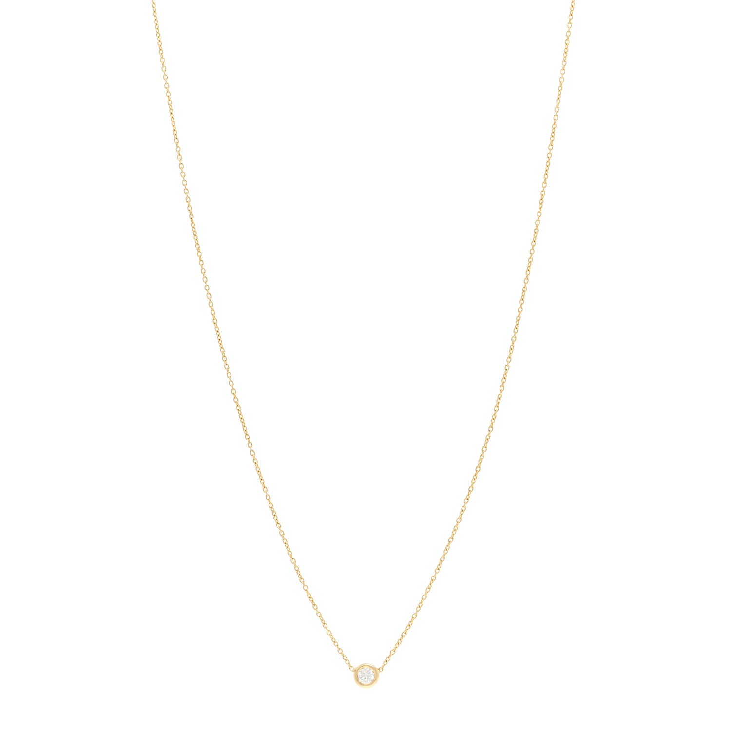 Roberto Coin 18K Yellow Gold Diamond .10ct Diamonds By The Inch Solitaire Necklace 1 of 4