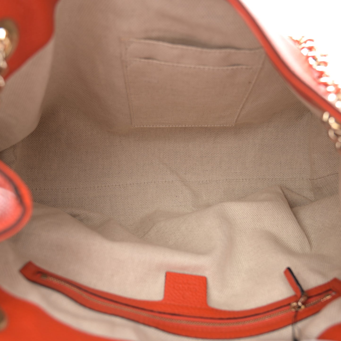 Pebbled Calfskin Medium Soho Chain Shoulder Bag Sun Orange