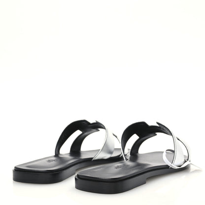 Hermes Metallic Chevre Oran Sandals 40.5 Gris Argente 5 of 10