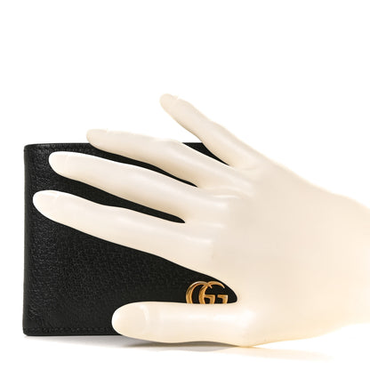 Gucci Calfskin Boar Effect GG Marmont Bi-Fold Wallet Black 2 of 8