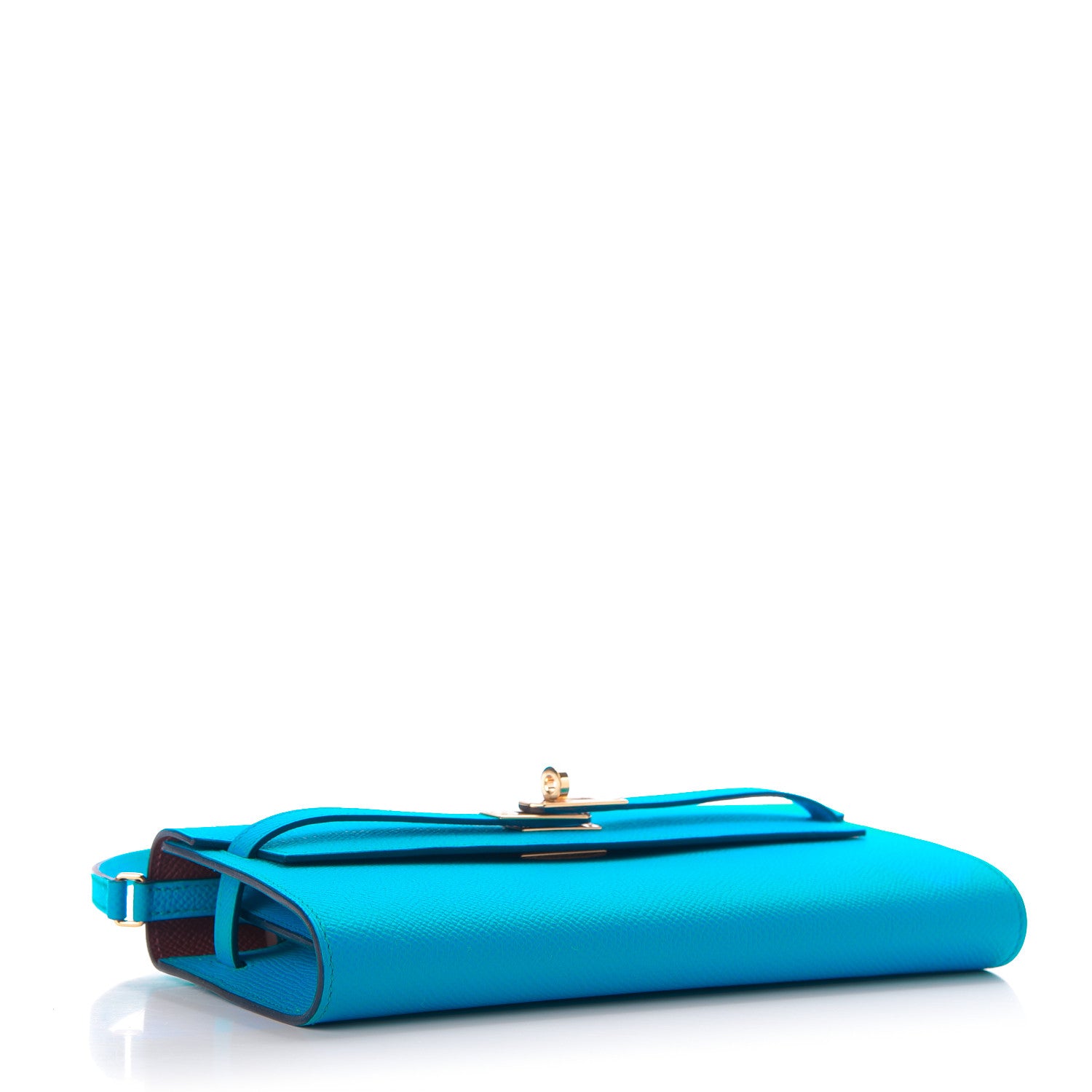Hermes Epsom Kelly Wallet To Go Bleu Frida Bordeaux 4 of 9