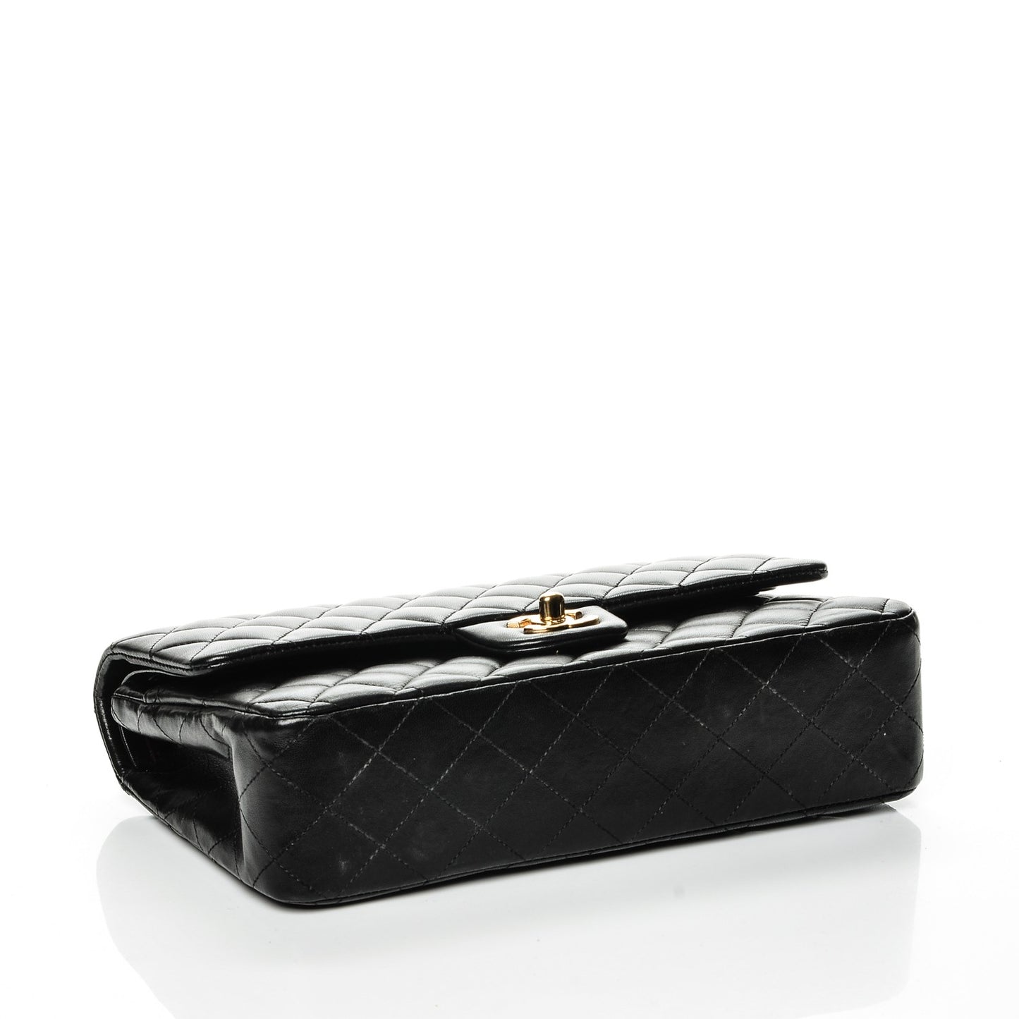 Lambskin Quilted Medium Double Flap Black