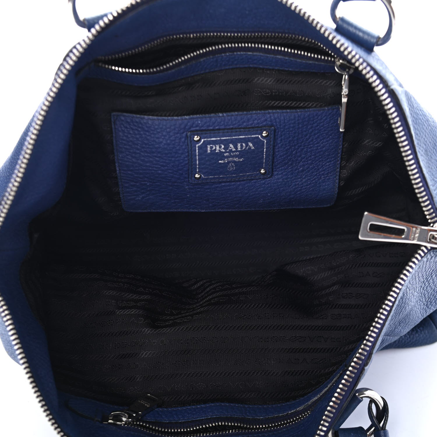Prada Vitello Daino Double Handle Satchel Inchiostro 4 of 4