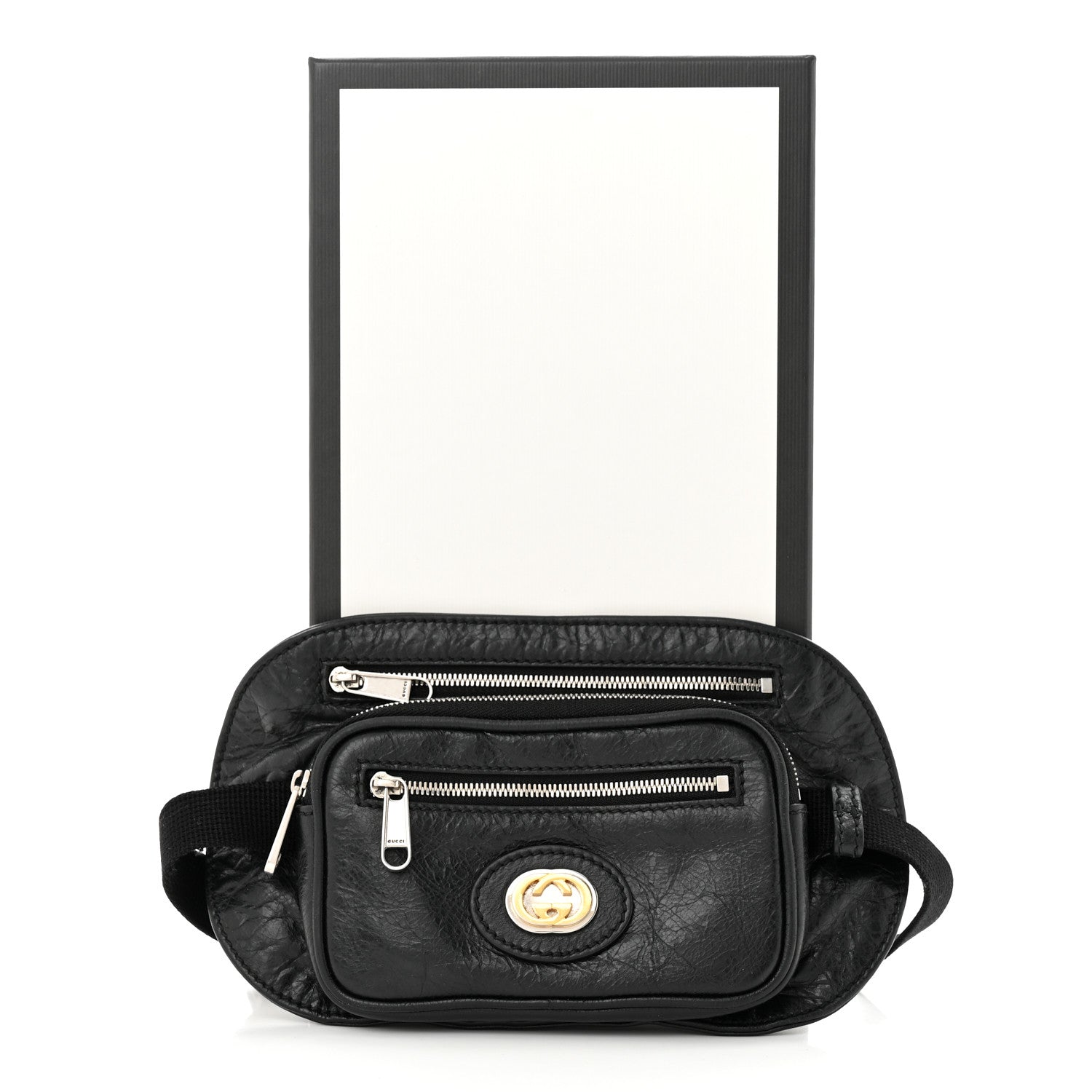 Gucci Fluffy Calfskin Morpheus Double Zip Belt Bag Black 12 of 12