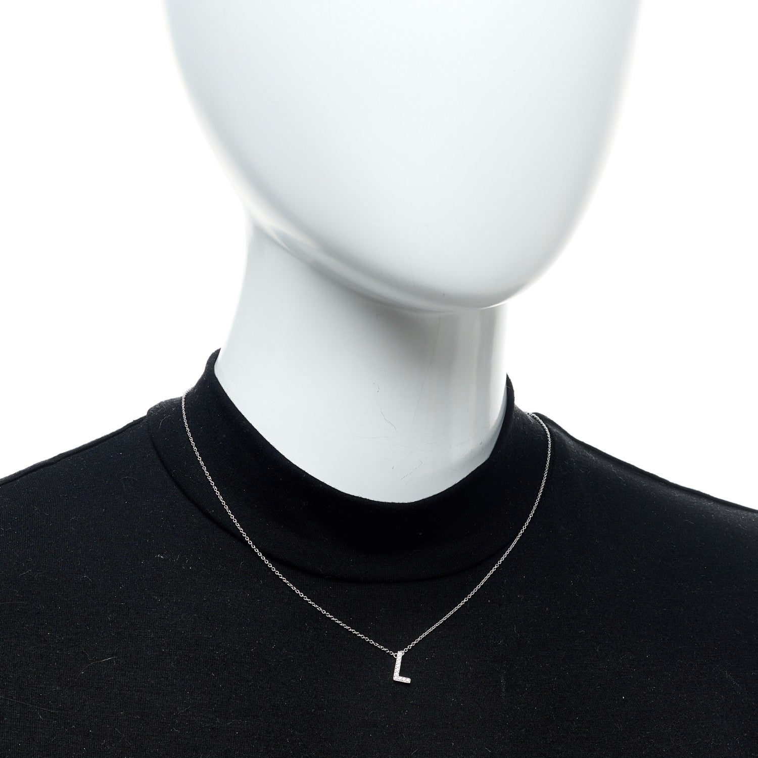 Tiffany Platinum Diamond Letters L Pendant Necklace 2 of 5