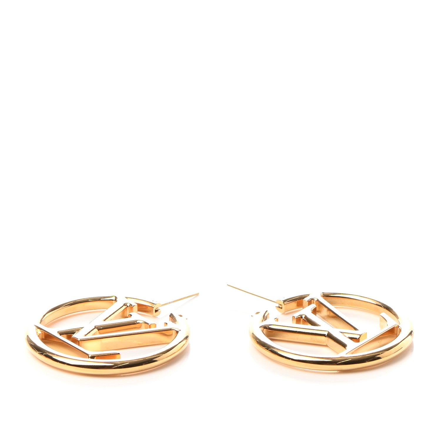 Louis Vuitton Metal Louise Hoop Earrings Gold 3 of 5