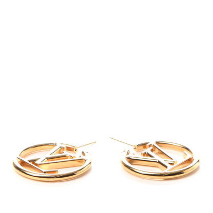 Louis Vuitton Metal Louise Hoop Earrings Gold 3 of 5