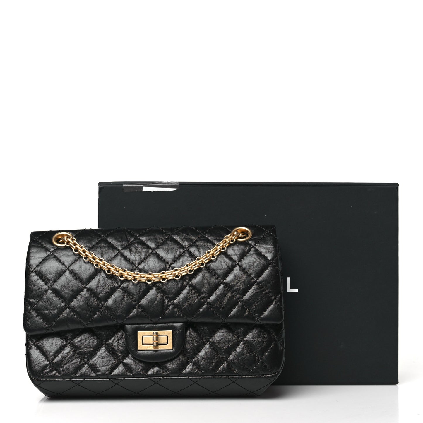 Aged Calfskin Quilted 2.55 Reissue 225 Flap Black