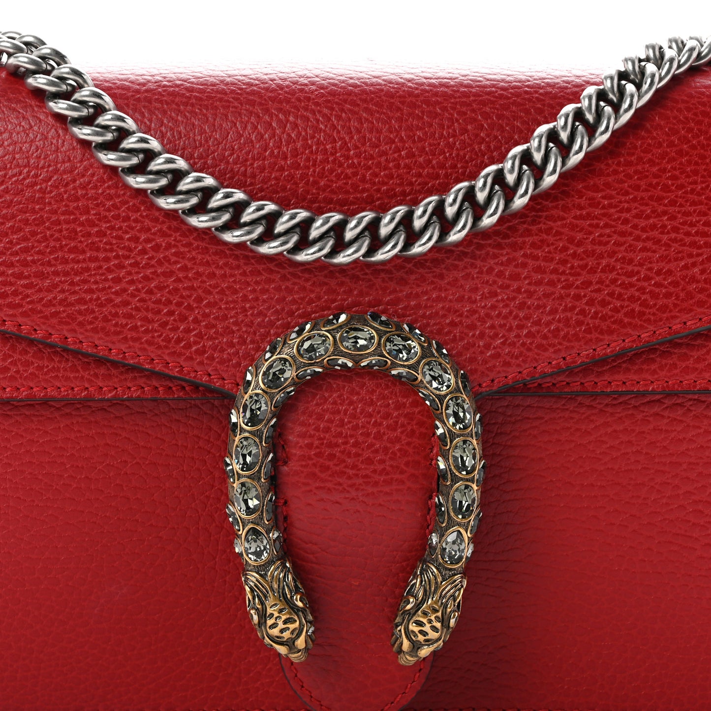Dollar Calfskin Swarovski Crystal Small Dionysus Shoulder Bag Hibiscus Red