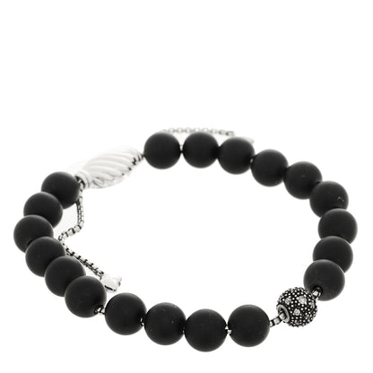 David Yurman Sterling Silver Black Onyx Diamond Spiritual Beads Bracelet 1 of 3