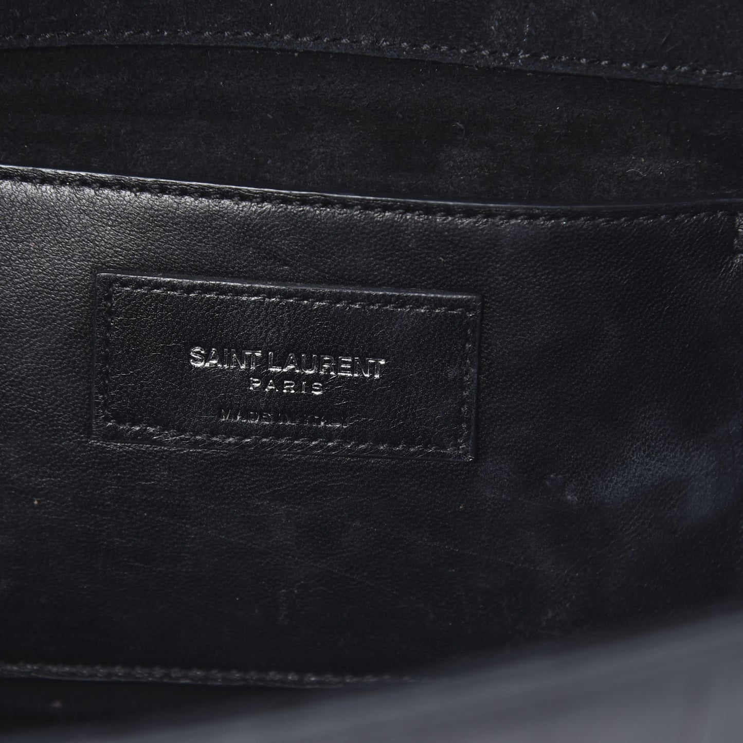 Calfskin Crocodile Embossed Classic Monogram Tassel Clutch Black
