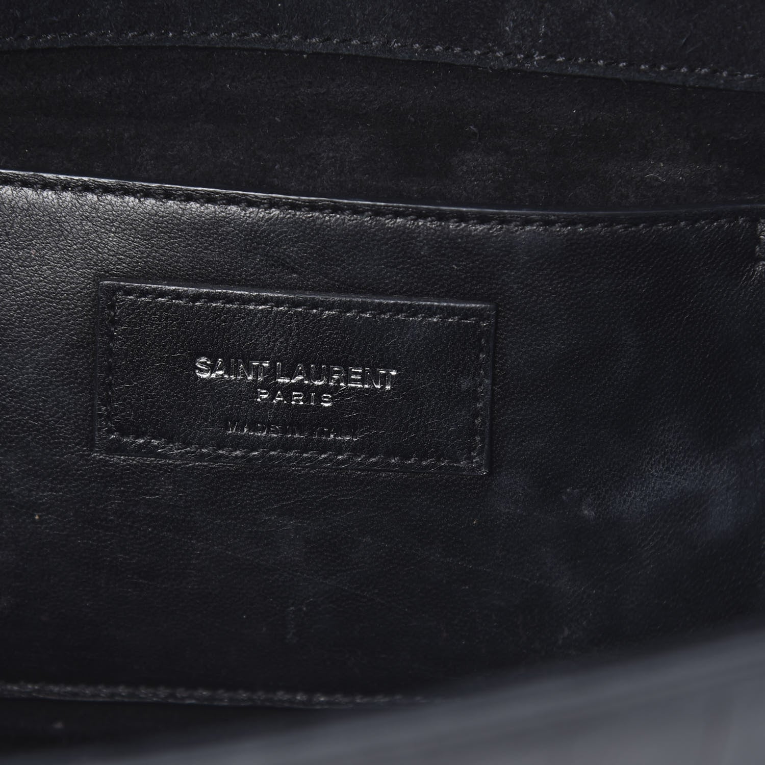 Saint Laurent Calfskin Crocodile Embossed Classic Monogram Tassel Clutch Black 6 of 11