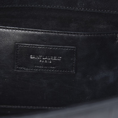 Saint Laurent Calfskin Crocodile Embossed Classic Monogram Tassel Clutch Black 6 of 11