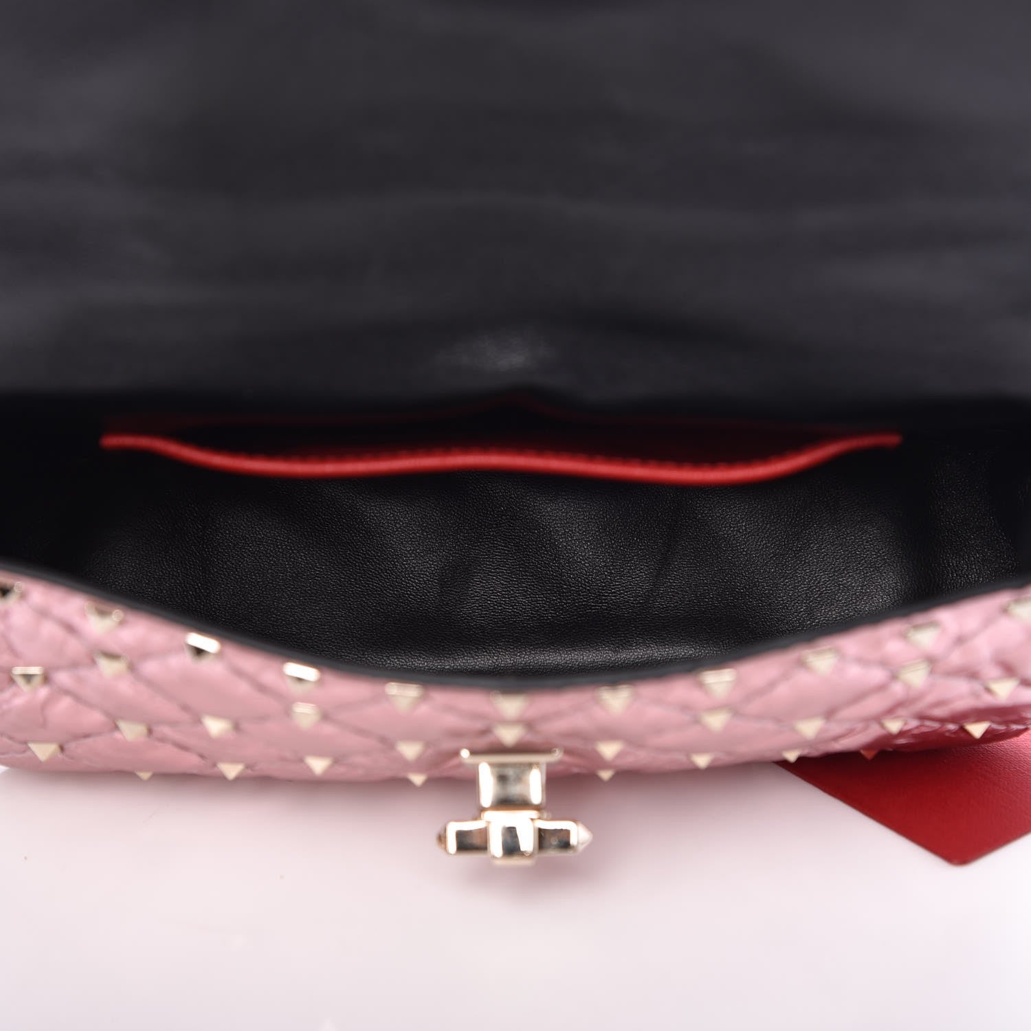 Valentino Garavani Metallic Wrinkled Lambskin Small Rockstud Spike Shoulder Bag Lipstick 8 of 8
