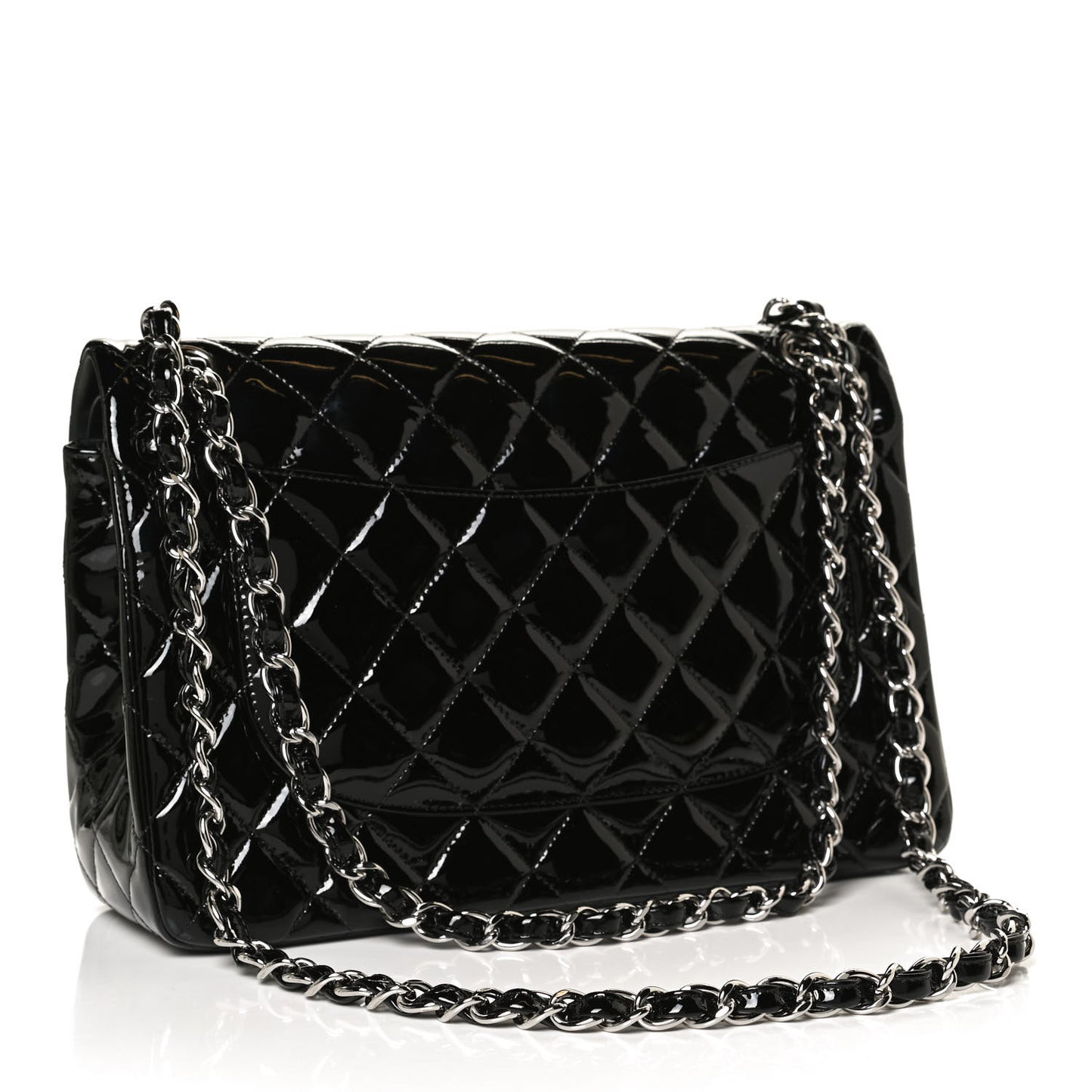 Patent Quilted Jumbo Double Flap Black