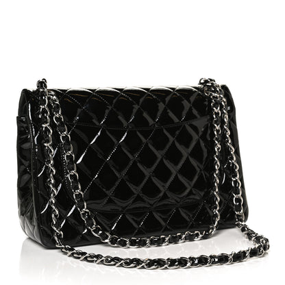 Chanel Patent Quilted Jumbo Double Flap Black 3 of 10