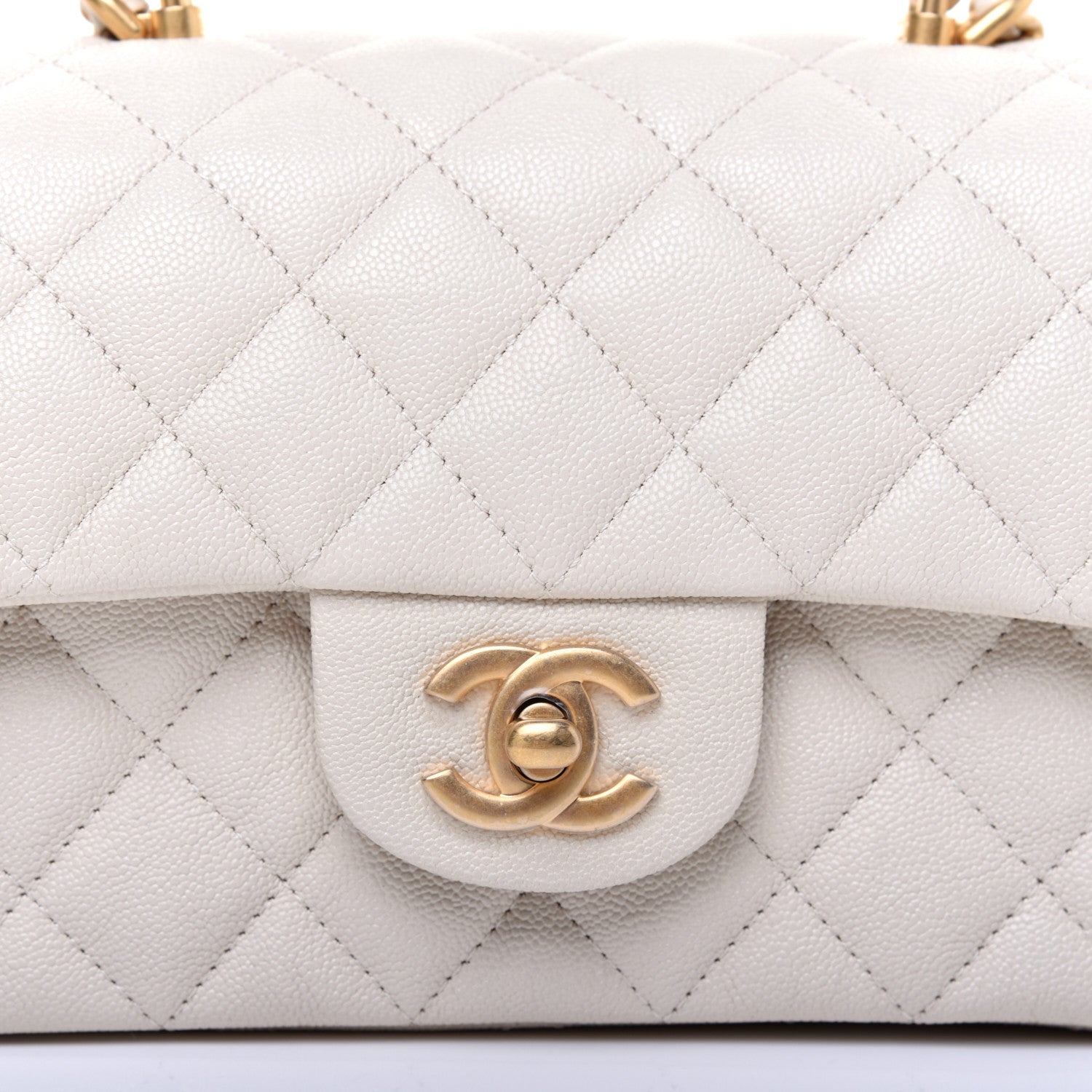 Chanel Caviar Quilted Mini Top Handle Rectangular Flap Beige 10 of 11