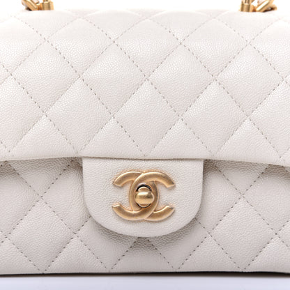 Chanel Caviar Quilted Mini Top Handle Rectangular Flap Beige 10 of 11