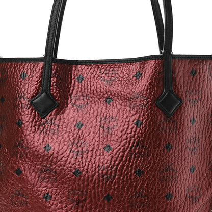MCM Metallic Visetos Medium Kira North South Shopper Tote Scooter Red 7 of 12