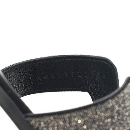 Hermes Velvet Goatskin Crystal Beads Oran Sandals 36.5 Gris Argente Black 8 of 9