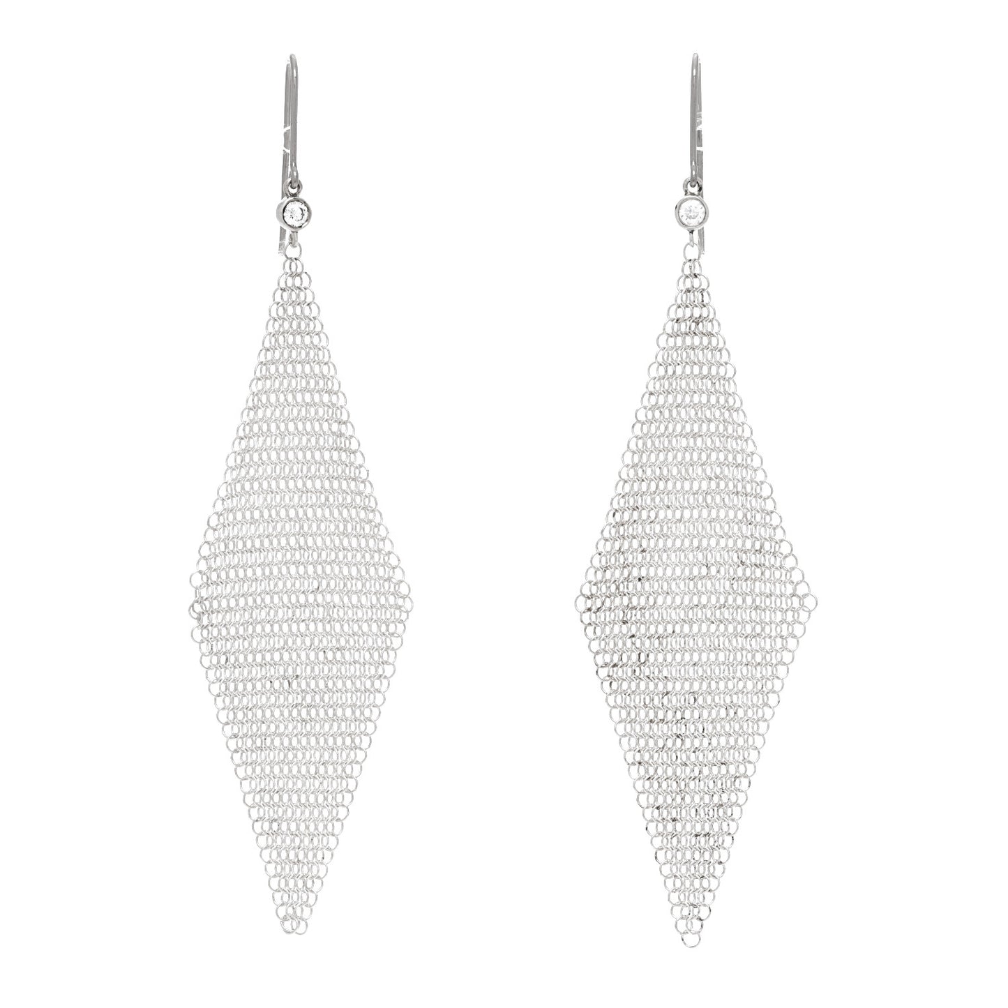 Sterling Silver Diamond Elsa Peretti Mesh Earrings