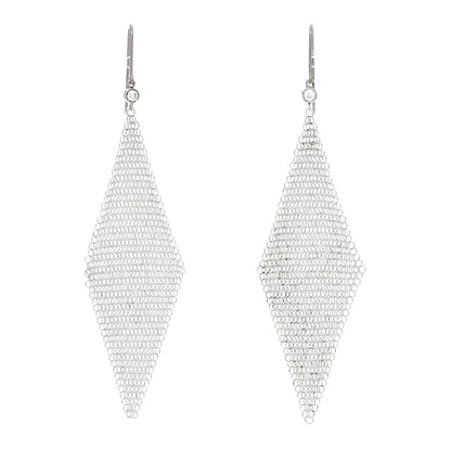 Tiffany Sterling Silver Diamond Elsa Peretti Mesh Earrings 1 of 5