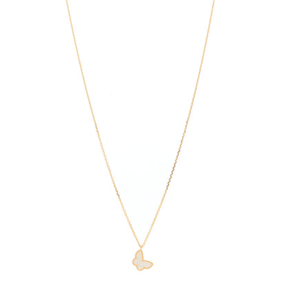 Van Cleef & Arpels 18K Yellow Gold Mother of Pearl Sweet Alhambra Butterfly Pendant Necklace 1 of 5