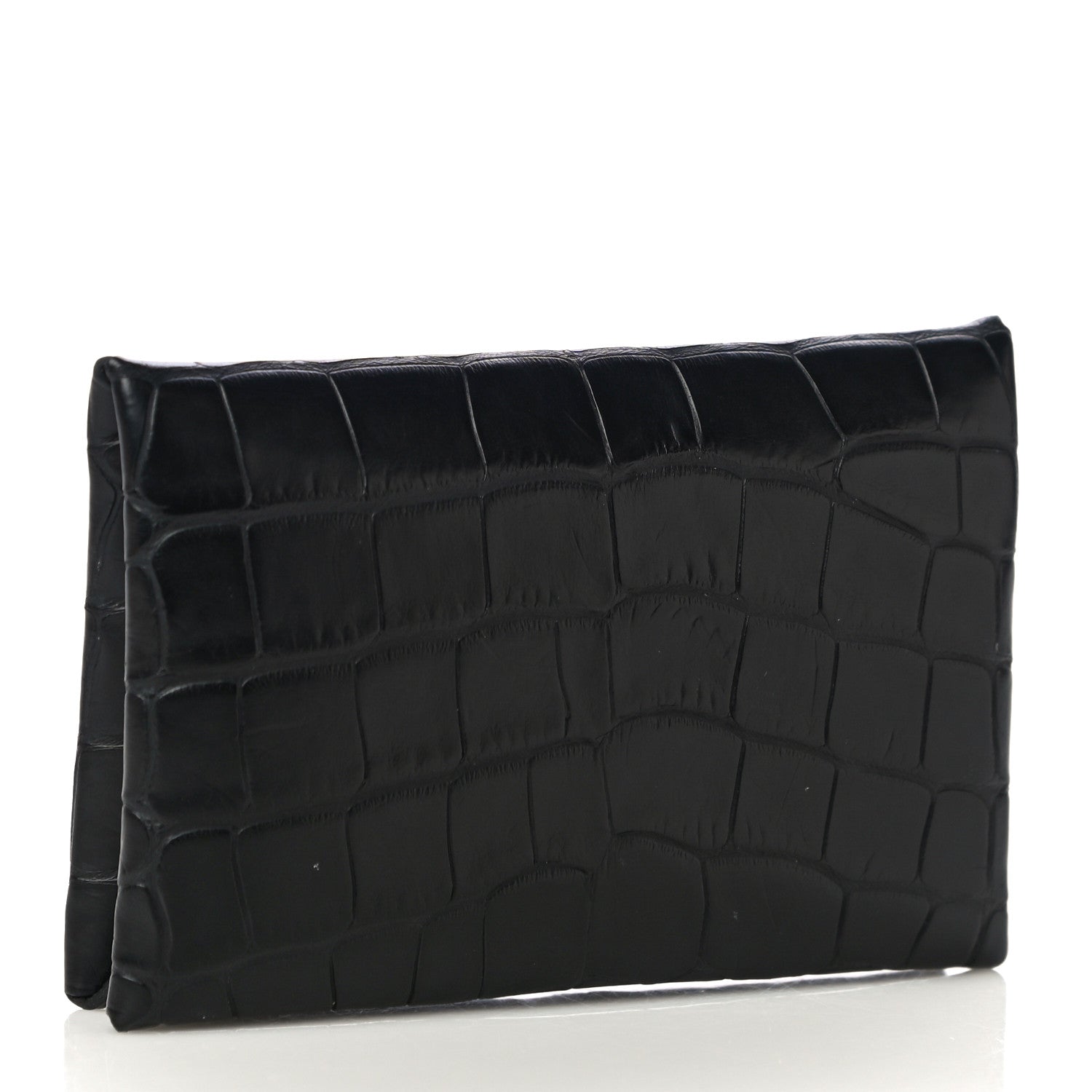 Hermes Matte Alligator Calvi Card Case Black 3 of 14