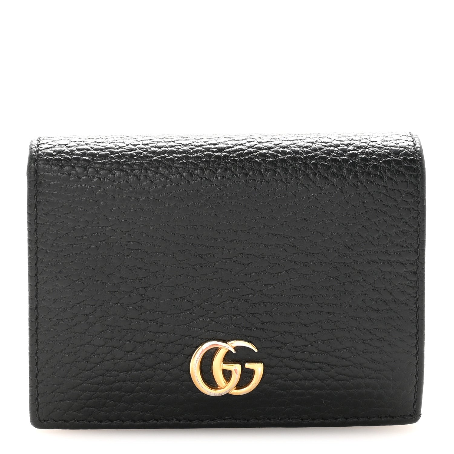 Gucci Pebbled Calfskin GG Marmont Card Case Black 1 of 8