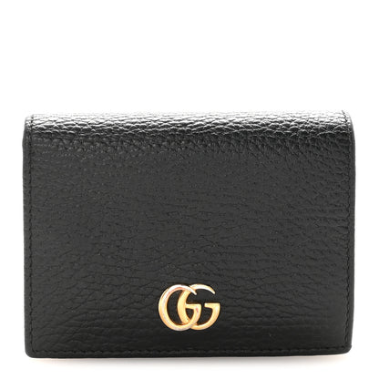 Gucci Pebbled Calfskin GG Marmont Card Case Black 1 of 8
